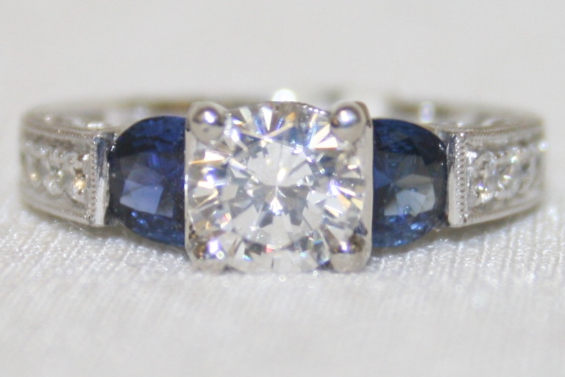 Simon G. Sapphire and Diamond Semi-Mount Engagement Ring