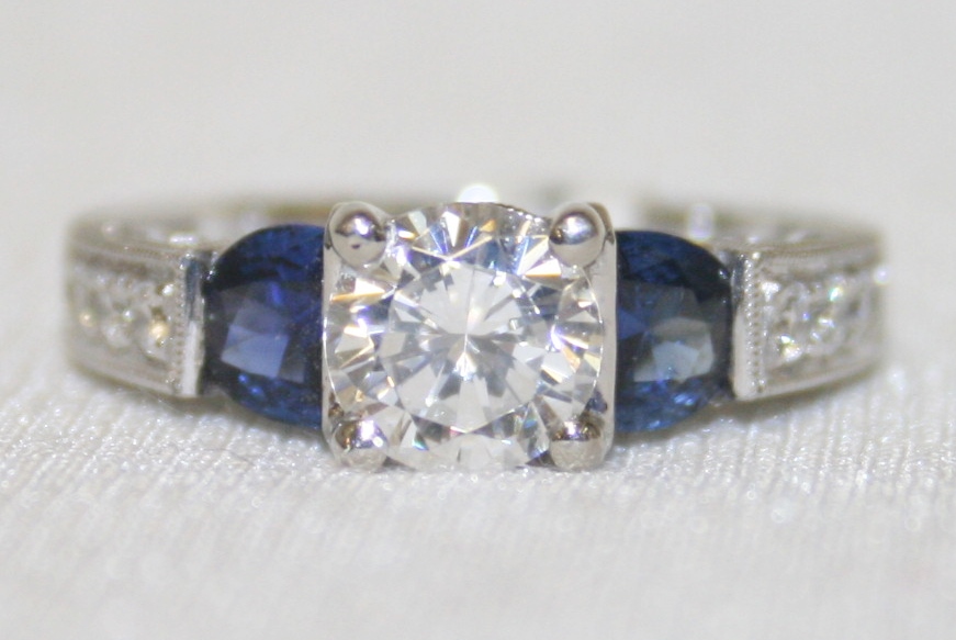 Simon G. Sapphire and Diamond Semi-Mount Engagement Ring