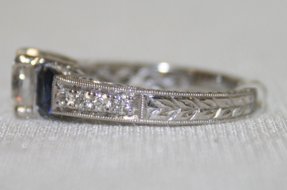 Simon G. Sapphire and Diamond Semi-Mount Engagement Ring
