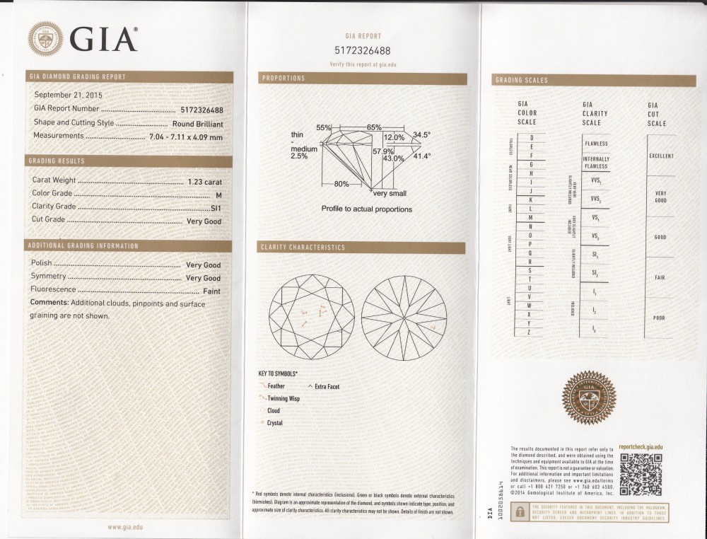 Round Brilliant Cut Diamond – 1.23ct.