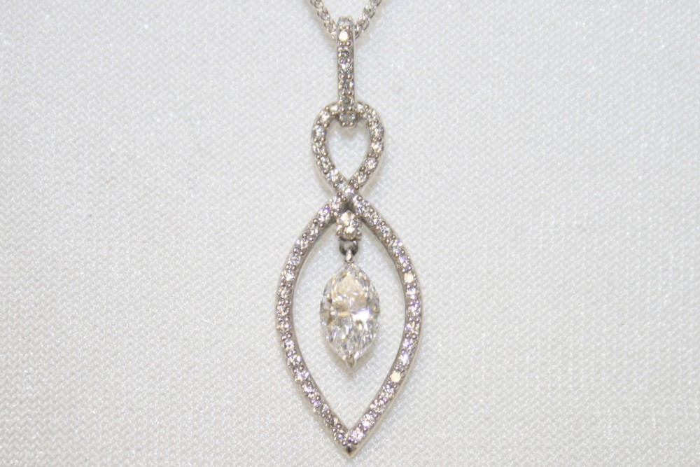 White Gold Infinity Diamond Pendant – 1.31ct. Total Weight