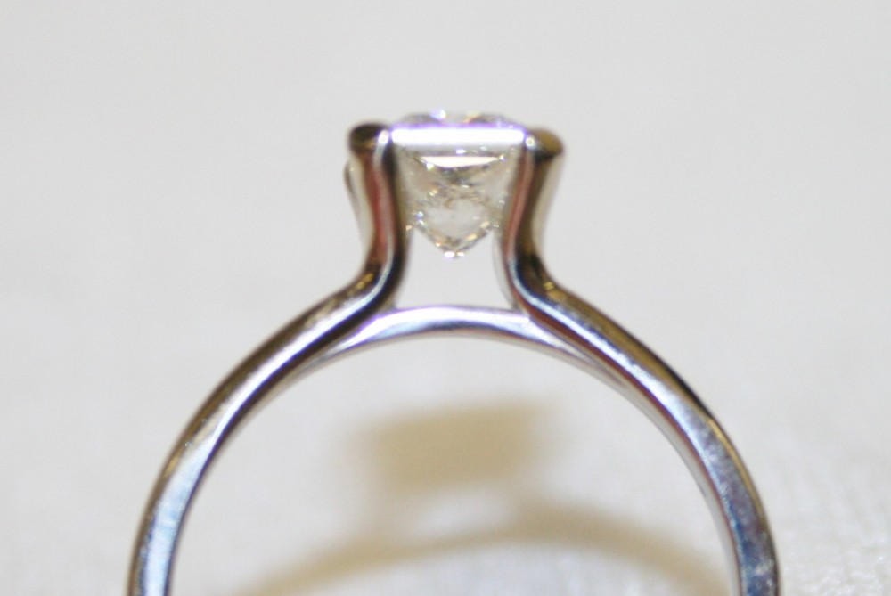 Rectangular Modified Brilliant Cut Diamond Solitaire – 1.07 ct.