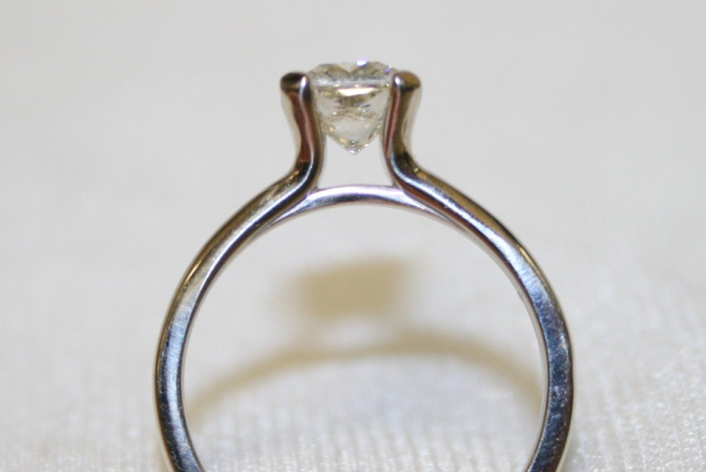 Rectangular Modified Brilliant Cut Diamond Solitaire – 1.07 ct.