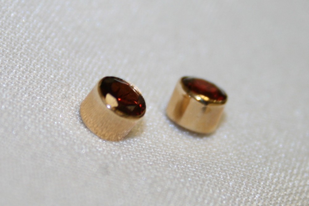 5mm Garnet Stud Earrings Yellow Gold
