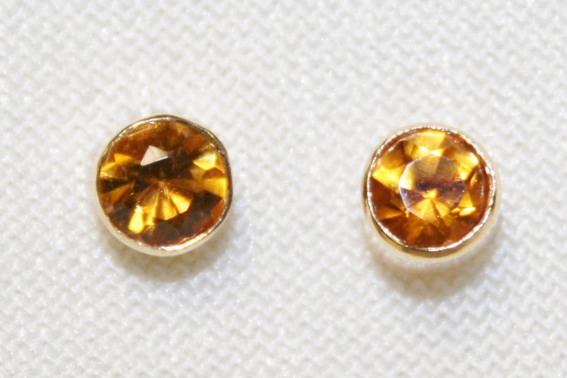 5mm Citrine Stud Earrings Yellow Gold