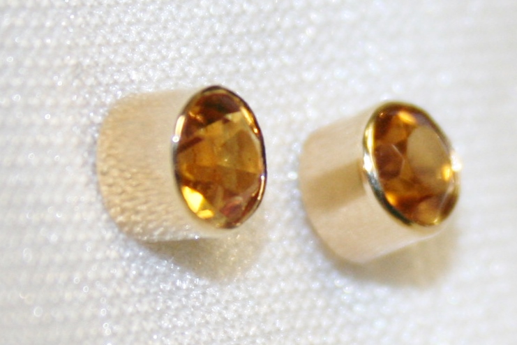 5mm Citrine Stud Earrings Yellow Gold