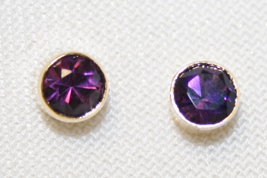 5mm Amethyst Stud Earrings Yellow Gold