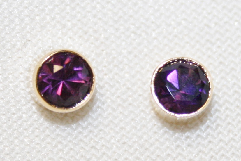 5mm Amethyst Stud Earrings Yellow Gold