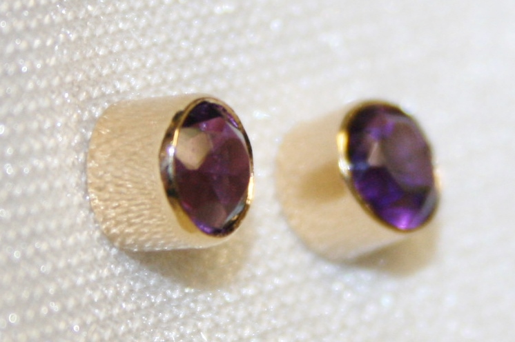 5mm Amethyst Stud Earrings Yellow Gold