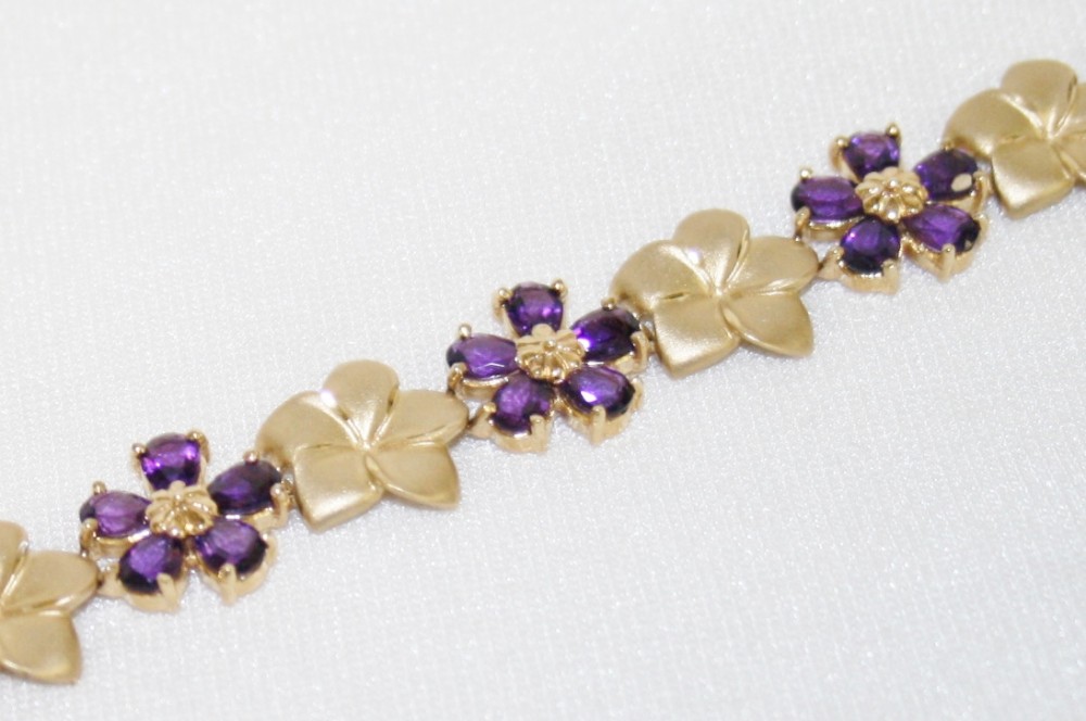 Amethyst and Flower Link Bracelet
