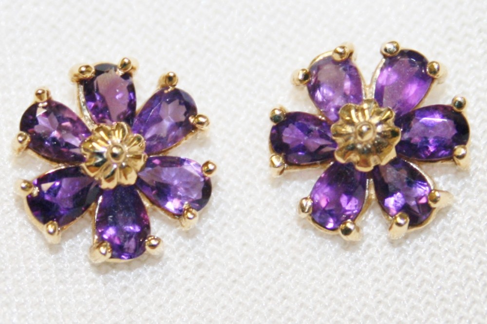 Amethyst Flower Earrings