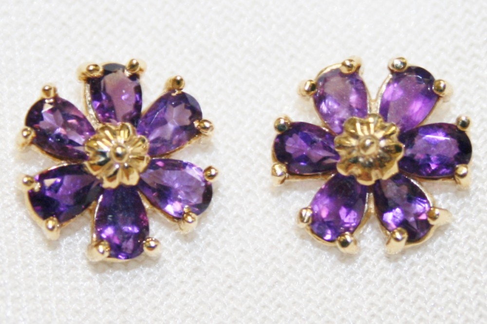 Amethyst Flower Earrings