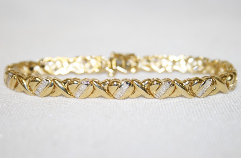 Yellow Gold Hugs and Kisses Diamond Bracelet – 0.93ct. TW