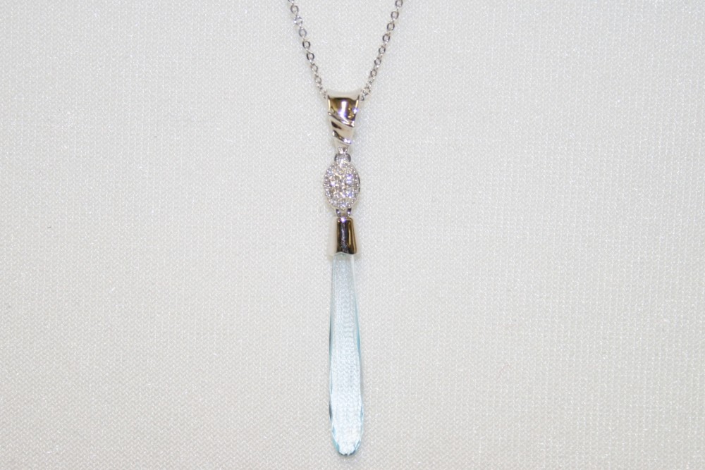 John Atencio Catalina Blue Topaz and Diamond Pendant