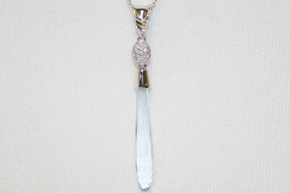John Atencio Catalina Blue Topaz and Diamond Pendant