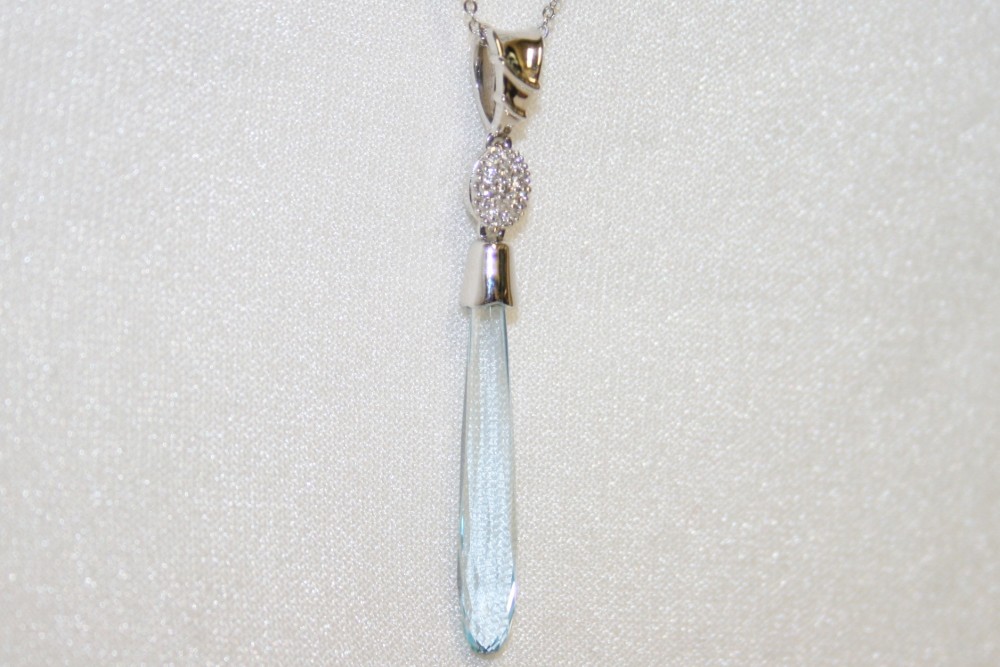 John Atencio Catalina Blue Topaz and Diamond Pendant