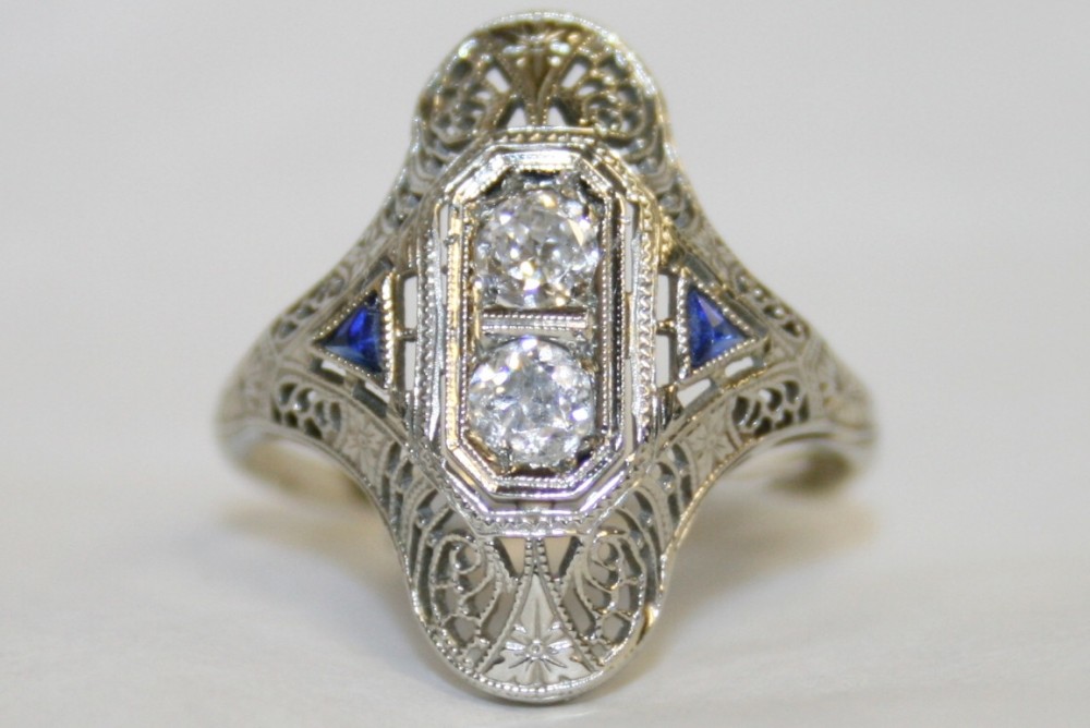 Art Deco Diamond and Sapphire Ring