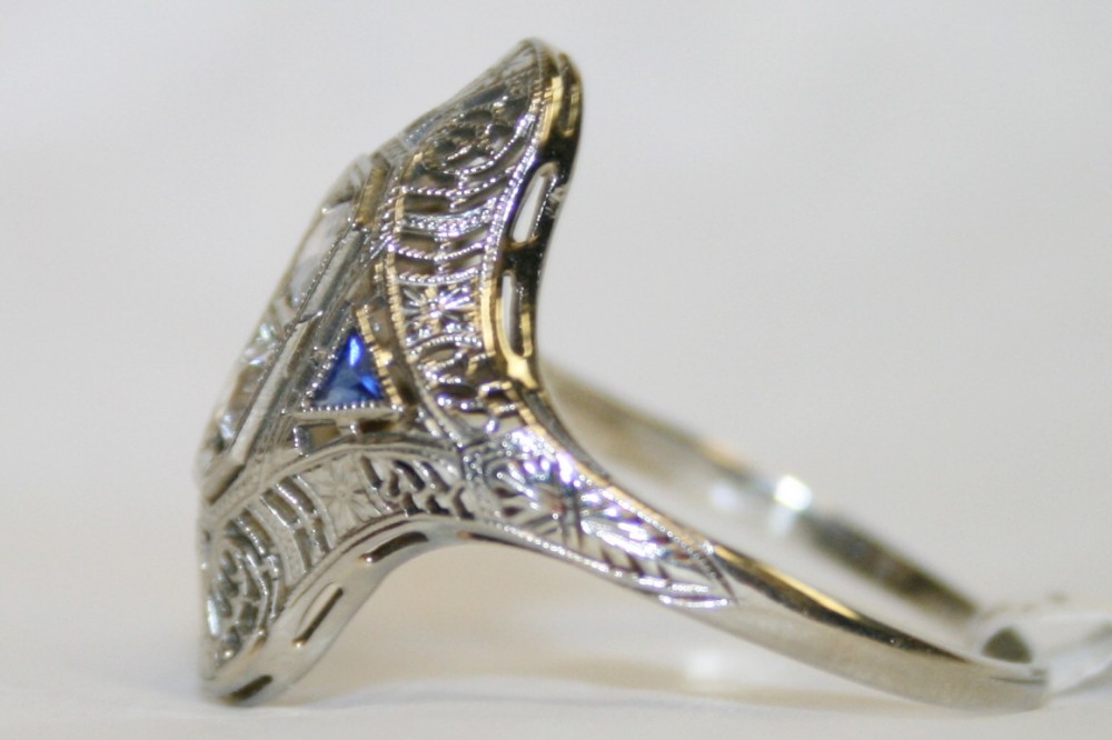 Art Deco Diamond and Sapphire Ring