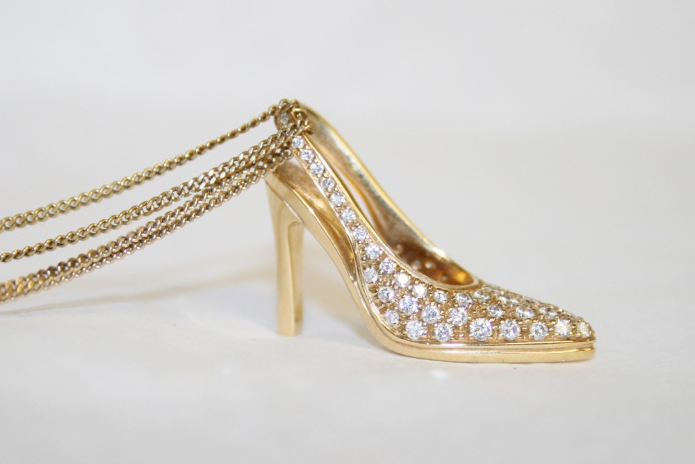 Alfieri & St. John Yellow Gold Diamond Shoe Pendant