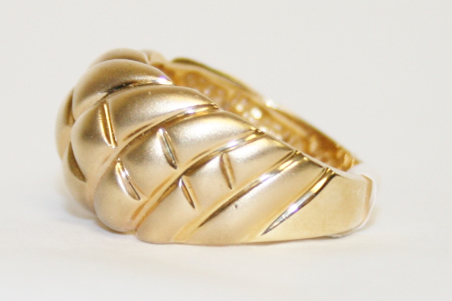 Yellow Gold Satin Finish Dome Ring