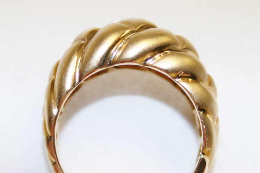 Yellow Gold Satin Finish Dome Ring