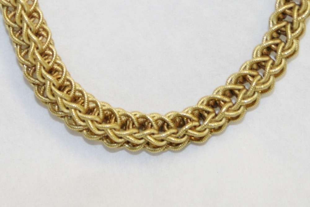 Green Gold Square Textured Link Chain