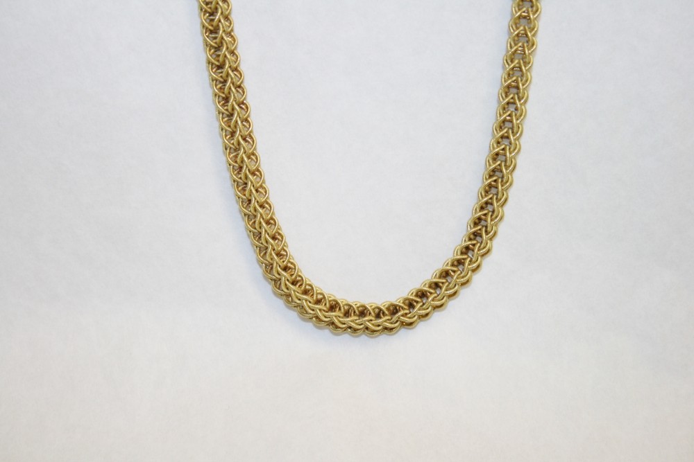 Green Gold Square Textured Link Chain