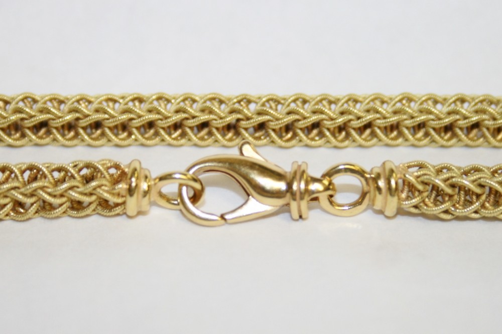 Green Gold Square Textured Link Chain