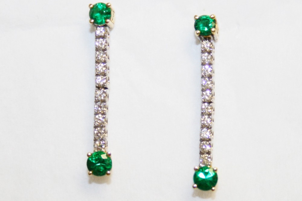 Emerald and Diamond Dangle Earrings