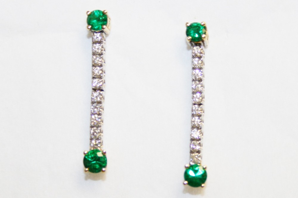 Emerald and Diamond Dangle Earrings