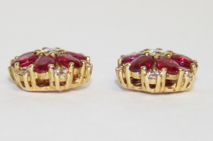 Ruby and Diamond Cluster Earrings