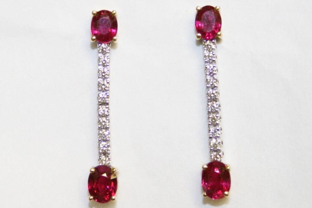 Ruby and Diamond Dangle Earrings