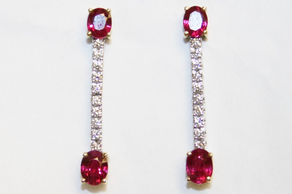 Ruby and Diamond Dangle Earrings