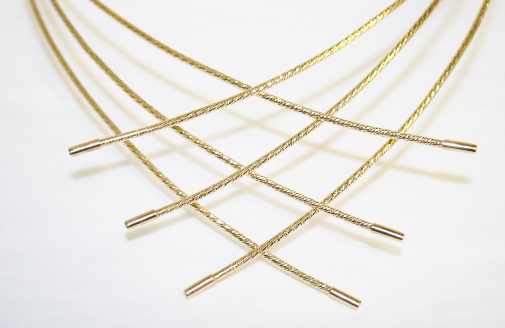 Cleo Flexible Crossover Necklace Yellow Gold