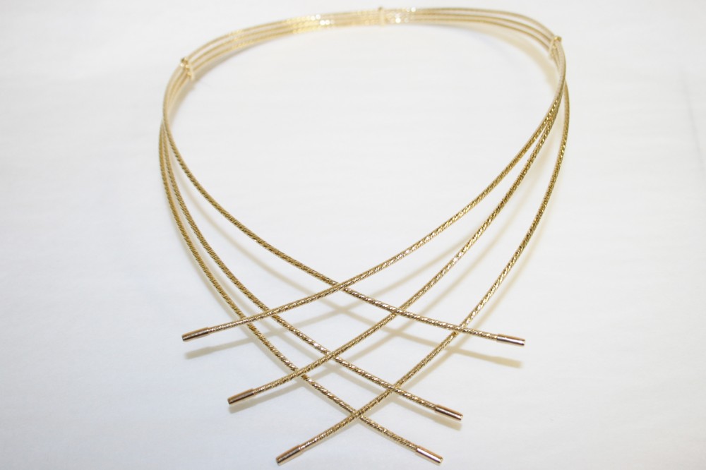 Cleo Flexible Crossover Necklace Yellow Gold