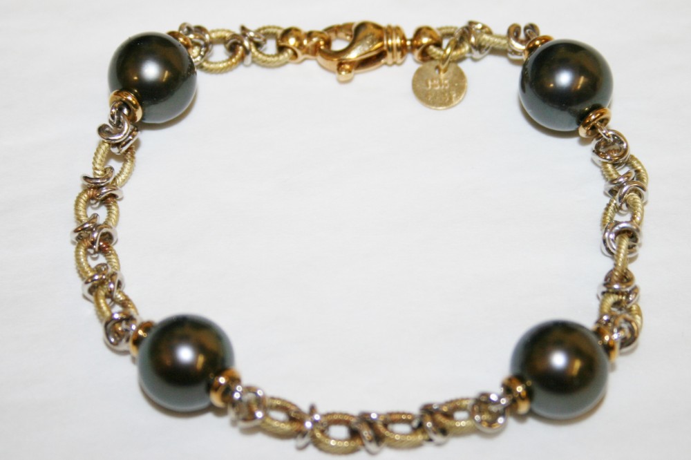 Two Tone Tahitian Black Pearl Bracelet