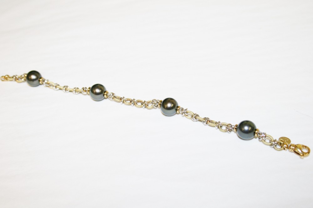 Two Tone Tahitian Black Pearl Bracelet