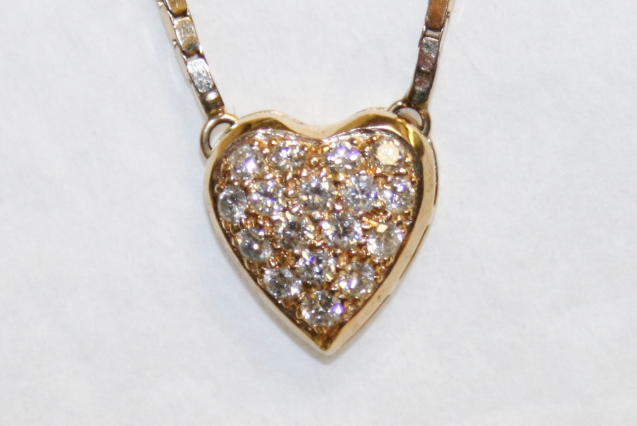 Yellow Gold Diamond Heart Necklace – 0.75ct.