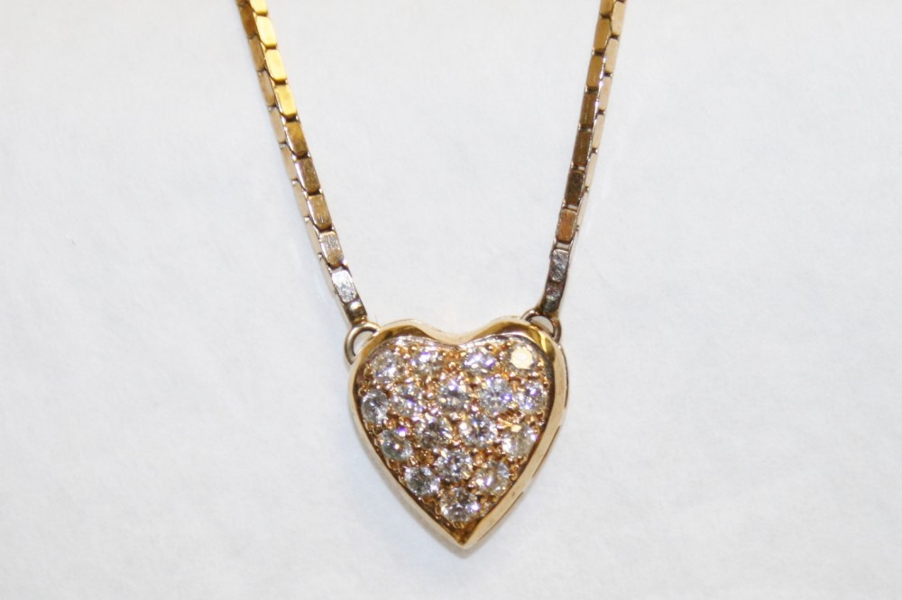 Yellow Gold Diamond Heart Necklace – 0.75ct.