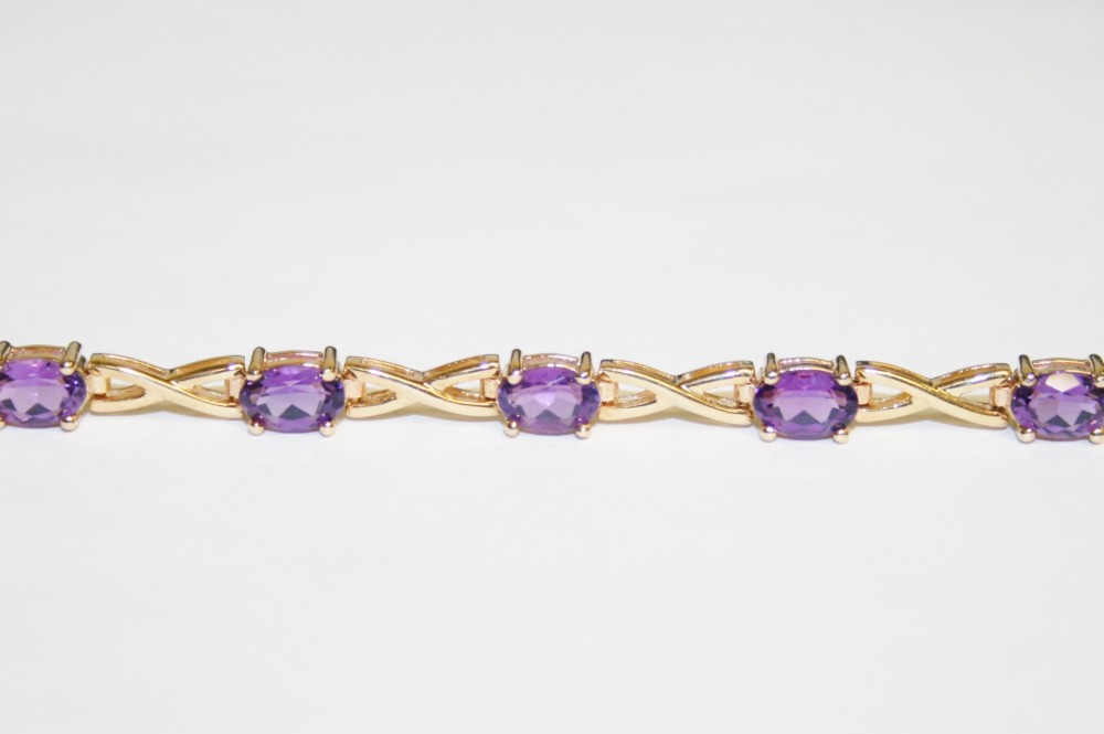 Yellow Gold Amethyst Tennis Bracelet