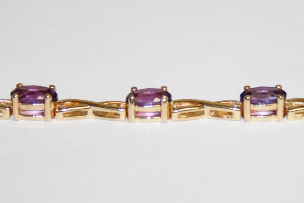 Yellow Gold Amethyst Tennis Bracelet