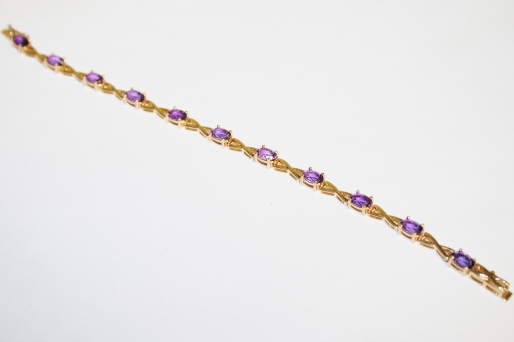 Yellow Gold Amethyst Tennis Bracelet