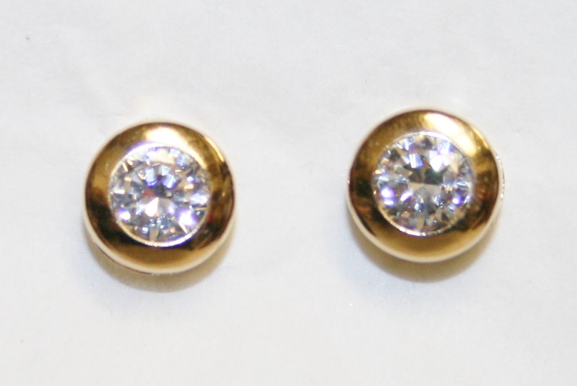 Yellow Gold CZ Studs