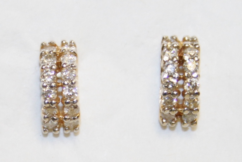Yellow Gold Diamond Double Row Earrings – 0.50ct tw