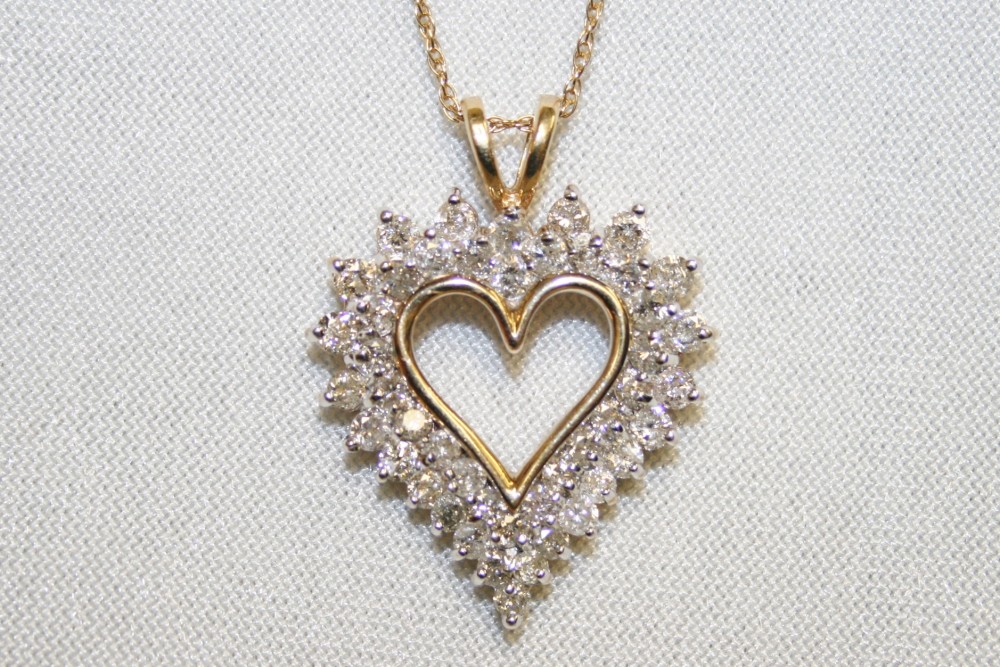 Yellow Gold Open Heart Necklace – 3.00ct TW