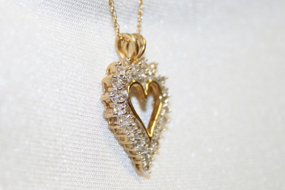 Yellow Gold Open Heart Necklace – 3.00ct TW