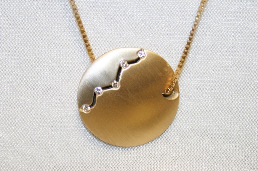 Two Tone Diamond Disc Pendant