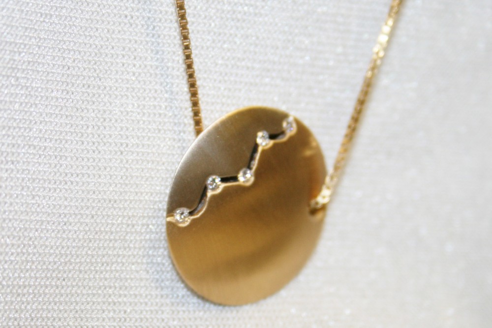 Two Tone Diamond Disc Pendant