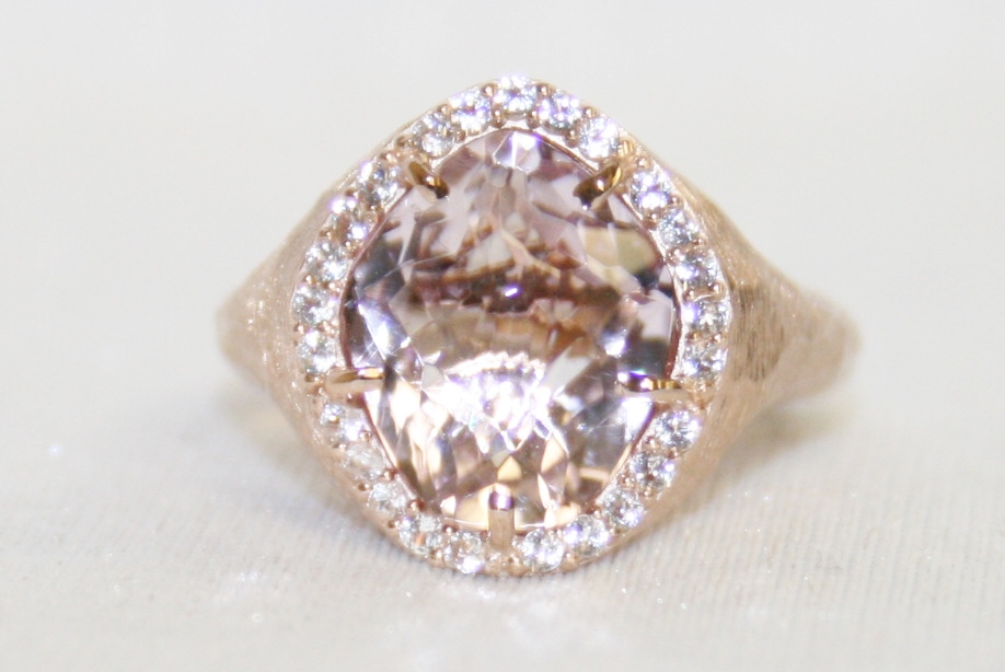 Vianna Brasil Pink Amethyst Rose Gold Vermeil Halo Ring