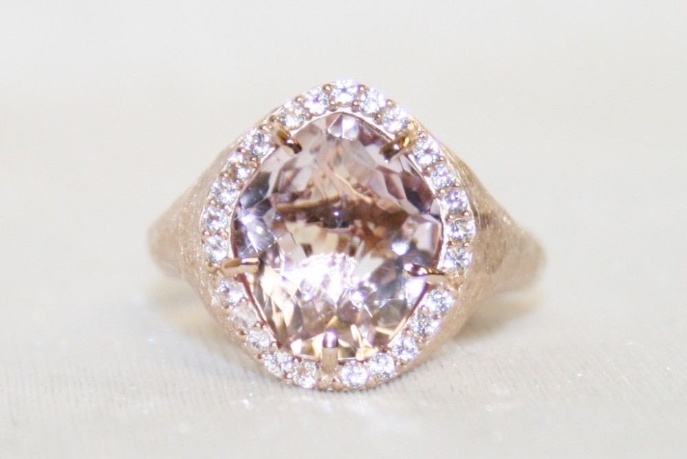 Vianna Brasil Pink Amethyst Rose Gold Vermeil Halo Ring
